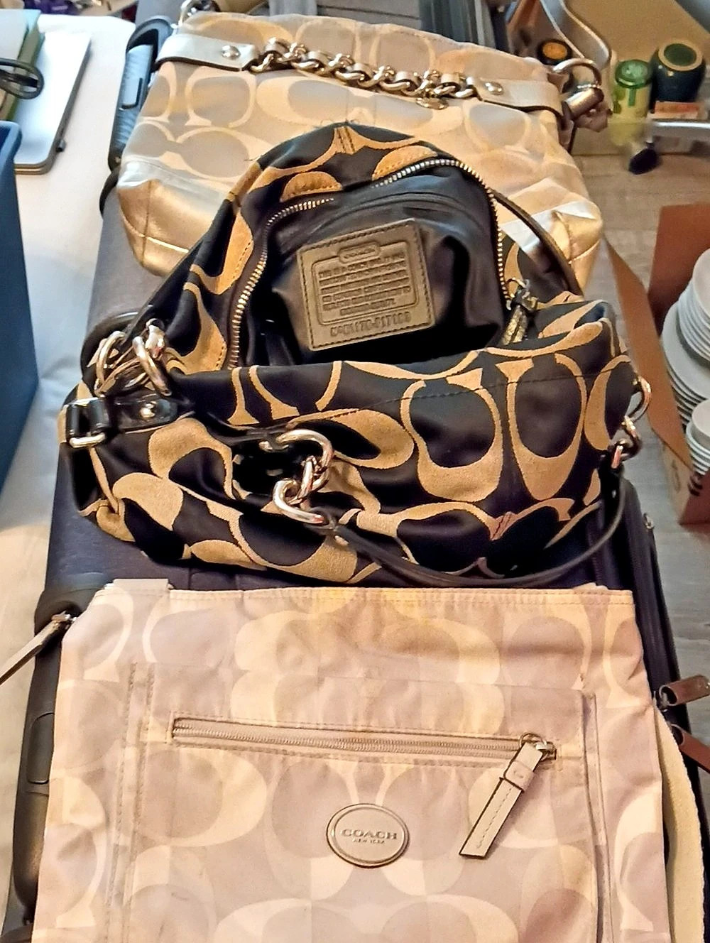 Coach M1382-F3004 Brown & Cream Shoulder Bag